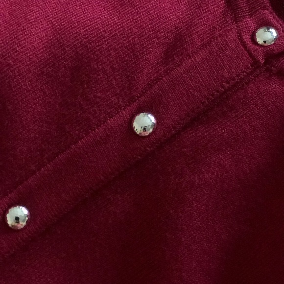 WHBM 3/4 Sleeve Crewneck Shiny Snap Cardigan - Picture 9 of 16